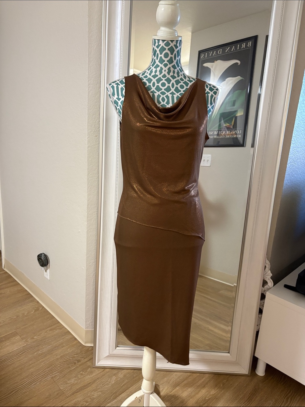 To the Max Brown Cowl Neck Midi Dress